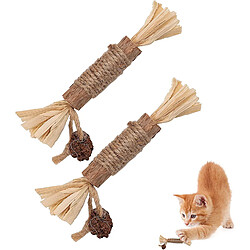 2 Pièces Jouets Herbe à Chat Bâtonnets à Mâcher pour Le Nettoyage des Dents de Chat Jouets à Mâcher pour Chat pour Chats d'Intérieur Chaton Réduire Pression et Solitude