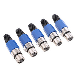 Avis 5pcs Câble XLR Connecteur Audio Femelle pour Microphone Haut-parleur - Bleu