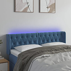 Maison Chic Tête de lit scandinave à LED,meuble de chambre Bleu foncé 163x16x78/88 cm Velours -MN10288