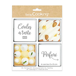 Avis Scrapcooking 4 cercles à tarte individuels perforés-carré 8 x 8 cm