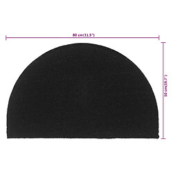 vidaXL Tapis de porte noir demi-rond 50x80 cm fibre de coco touffeté pas cher