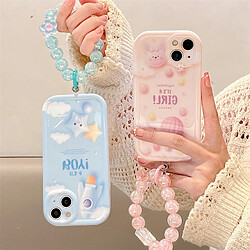 GUPBOO Étui pour iPhone13 Chaîne de perles de coquille de téléphone mobile créative montgolfière rose fille