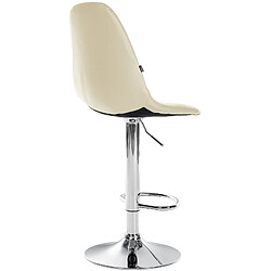 Decoshop26 Tabouret de bar x1 avec repose-pieds hauteur réglable pivotant assise en PVC crème cadre métallique chromé 10_0004822