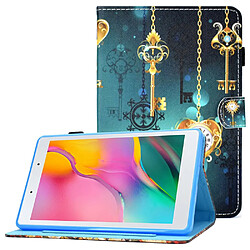 Etui en PU motif de lignes de piqûres avec support et porte-cartes pour Samsung Galaxy Tab A 8.0 (2019) SM-T290 (Wi-Fi)/SM-T295 (LTE) - L'horloge