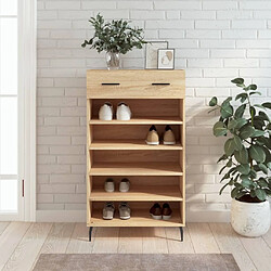 Maison Chic Armoire à Chaussures,Meuble de Rangement à Chaussures chêne sonoma 60x35x105cm bois d'ingénierie -MN20473