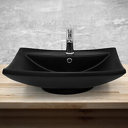 Avis ML DESIGN MODERN LIVING ML-Design Lavabo en céramique en noir mat, 61x45,5x18,5 cm, Lavabo de comptoir avec trop-plein et trou pour robinet, Lavabo moderne, cuvette de lavabo Lavabo à main, pour salle de bains/WC invités