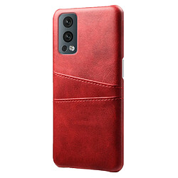 Coque en TPU + PU double porte-cartes, anti-chute, rouge pour votre OnePlus Nord 2 5G