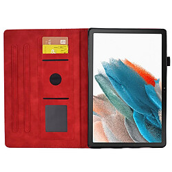 Etui en PU motif de couture, anti-chute, avec support et porte-cartes pour Samsung Galaxy Tab A8 10.5 (2021) (X200/X205) - rouge