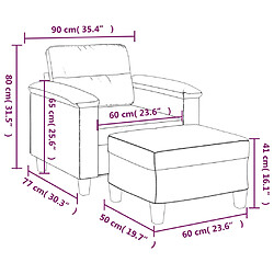 vidaXL Fauteuil avec repose-pied Crème 60 cm Similicuir pas cher