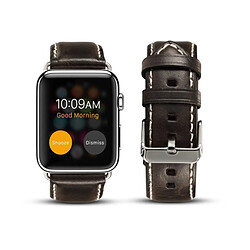 Wewoo Pour Apple Watch Series 5 & 4 40mm / 3 & 2 & 1 38mm Oil Wax Retro Bracelet en cuir de vachette de montre Noir