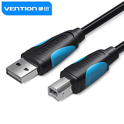 Câble d'imprimante USB 2.0 Vention - Transmission 480 Mbps - Revêtement aluminium et tresse métallique - Boîtier PVC - AWG 24+28 - Couleur noire