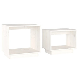 vidaXL Tables basses gigognes 2 pcs Blanc Bois de pin massif