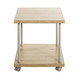 Pegane Table de desserte en bois coloris chêne clair et métal coloris gris -longueur 40 x profondeur 40 x hauteur 45 cm