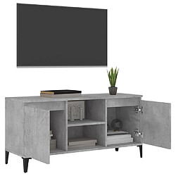 Avis vidaXL Meuble TV avec pieds en métal Gris béton 103,5x35x50 cm