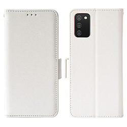 Etui en PU texture litchi, fermeture fermoir aimanté, antichoc avec support blanc pour votre Samsung Galaxy A02s (166.5x75.9x9.2mm)