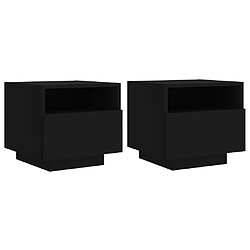 vidaXL Armoires de chevet avec lumières LED 2 pcs noir 40x39x37 cm