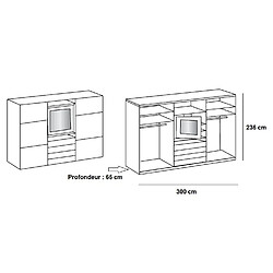 Inside 75 Armoire de rangement coulissante MARITA chêne verre blanc miroir pivotant L 300 H 236 cm pas cher