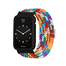 Bracelet en nylon élastique tressé pour votre Xiaomi Mi Band 7 Pro - Arc-en-ciel/noir