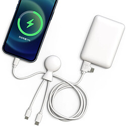 Avis SANAG Batterie Externe Plastique Recyclé -Câble Multi Usb 4 En 1 Usb C, Usb, Lightning,Micro Usb Et Powerbank 5000Mah Charge Rapide Pour Smartphone Universelle - Mr Bio Pack Long 1M Blanc