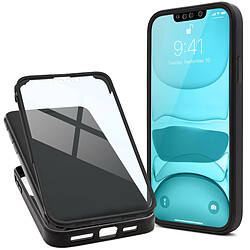 Moozy Coque 360 pour iPhone 13 - Coque transparente à bord noir, protection intégrale double face, coque avec protecteur d'écran intégré