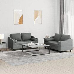 Maison Chic Ensemble de canapés 2 pcs coussins, Canapé droit Sofa pour Salon gris foncé tissu -GKD856528