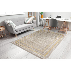 RUGSX Tapis moderne DUKE 51523 beige or - Cadre, structuré, très doux, franges 180x270 cm pas cher