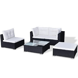 Acheter Maison Chic Salon de jardin 5 pcs avec coussins | Ensemble de Table et chaises | Mobilier d'Extérieur résine tressée noir -GKD77107