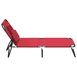 Acheter Maison Chic Chaise longue | Transat Bain de soleil pliante rouge tissu oxford acier enduit de poudre -GKD82868