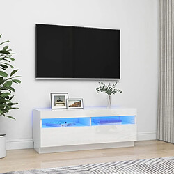 Maison Chic Meubles TV avec lumières LED - Banc TV pour salon blanc brillant 100x35x40 cm -MN65917