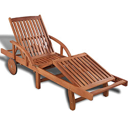 Helloshop26 Transat chaise longue bain de soleil lit de jardin terrasse meuble d'extérieur bois d'acacia solide 02_0012702