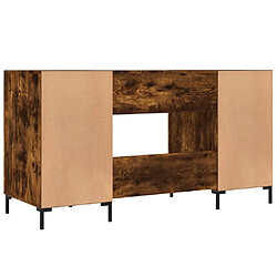 Acheter Helloshop26 Bureau table poste de travail meuble d'ordinateur informatique étude chêne fumé 140 x 50 x 75 cm bois d'ingénierie brun 02_0023577