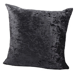 Avis 60x60cm courte housse de coussin velours peluche carré pour canapé lit noir