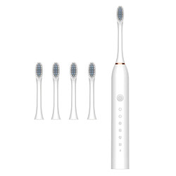 Brosse à Dents électrique 4 Dents Têtes IPX7 Brosse à Dents Automatique étanche Blanc