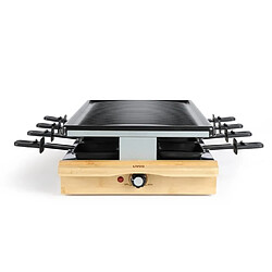 Acheter Livoo Appareil Raclette-Grill-Plancha finition Bambou 1200W 8 PERSONNES 8 poêlons + 4 caquelons double