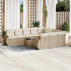 Maison Chic Salon de jardin 11 pcs avec coussins | Ensemble de Table et chaises | Mobilier d'Extérieur beige résine tressée -GKD17289