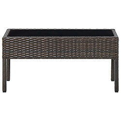 vidaXL Table de jardin Marron 75x40x37 cm Résine tressée