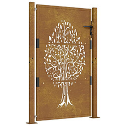 vidaXL Portail de jardin 105x130 cm acier corten conception de l'arbre