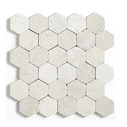 Pegane Carrelage mosaïque / Plaque de mosaïque mur et sol en marbre naturel coloris blanc - 33 x 33 cm