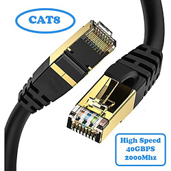 IBRA CAT8 Ethernet Gigabit LAN câble réseau (RJ45) SSTP 40Gbps 2000Mhz - Rond Noir 3M