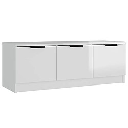 Maison Chic Meuble TV scandinave - Banc TV pour salon Blanc brillant 102x35x36,5 cm Bois d'ingénierie -MN82732