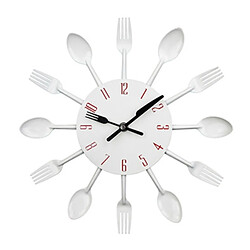 Wewoo Horloge murale Couverts De Cuisine En Métal Cuillère Fourchette Creative Quartz Horloges Murales Design Moderne Décoratif Blanc