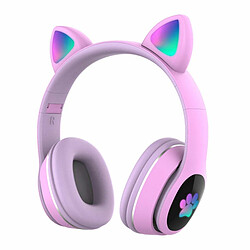 Justgreenbox Over Ear Music Casque sans fil Casque de chat brillant 7 lumières respiratoires de couleur, Blanc