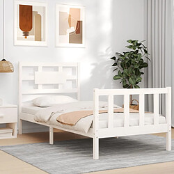 Acheter Maison Chic Cadre/structure de lit et tête de lit pour adulte - Lit Moderne Chambre blanc 100x200 cm bois massif -MN79058