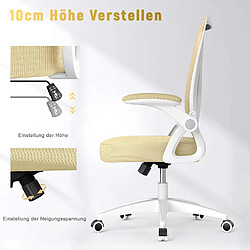 Avis Chaises de bureau pour le bureau à domicile - avec accoudoirs rabattables à 90 ° et support lombaire - Chaises de bureau ergonomiques Rattantree pour la maison - Réglable en hauteur - Mobilier de bureau à domicile JAUNE CLAIR