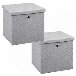 Five Simply Smart Lot de 2 boites de rangement en tissu avec couvercle - 31x31x31cm - Gris