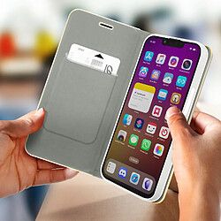 Avis Avizar Étui pour iPhone 14 Clapet Porte-carte et Support vidéo Luna Book Gold Gris