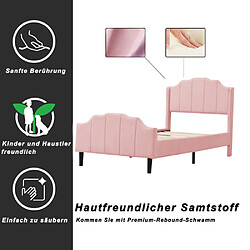 Acheter ComfortXL Lit En Velours Rose Rembourré 90x200 Cm Avec Tête De Lit, Pied De Lit Et Sommier À Lattes