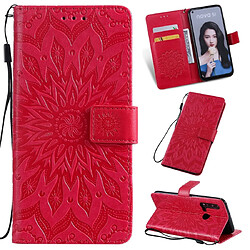 Wewoo Housse Coque Impression pressée Motif tournesol Étui en cuir PU à rabat horizontal pour Huawei Nova 5i / P20 Lite 2019avec support et fentes cartes et portefeuille et lanière rouge