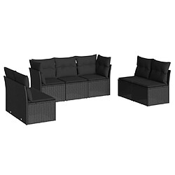 vidaXL Salon de jardin 7 pcs avec coussins noir résine tressée