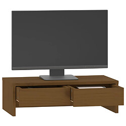 Avis vidaXL Support de moniteur Marron miel 50x27x15 cm Bois de pin solide